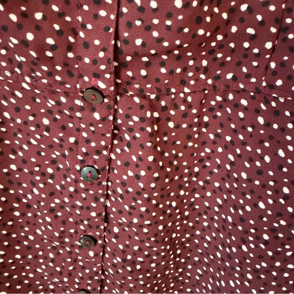Abercrombie & Fitch Burgundy Polka Dot Button Front Ruffle Shirt Dress Size S - Picture 12 of 15